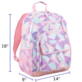 Eastsport Travel Laptop Backpack, Business Water Resistant Slim Sturdy Laptops Backpack College Work Computer Bag Unisex Fits 15" Notebook, Rose Sand Crystal Clear Geo Print