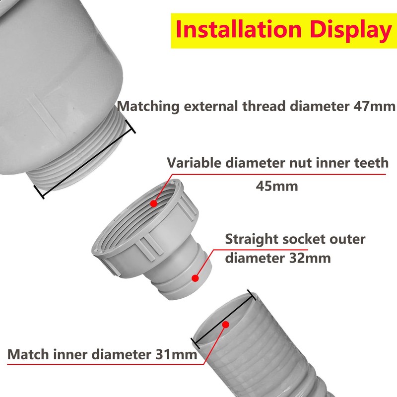 Qrity 1 Piece Kitchen Sink Drain Pipe Joint Thread Hose