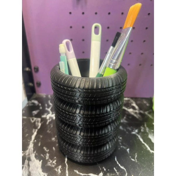 Say What Goods 3D Printed Tire Stack Pen Cup 4.5"