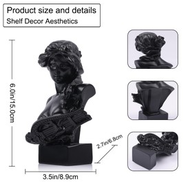 LCCCK 6" H Black Greek Mythology Bust Statue, Resin Aphrodite Statue and Sculpture for Coquette Room Decor, Dark Academia Room Decor, Bookshelves, Shelves, Partition, Coffee Table Centerpiece