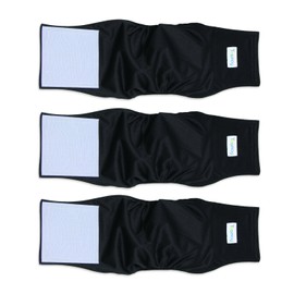 Teamoy 3 Pack Male Dog Diaper Wrap, Washable Puppy Belly Bands, Super-Absorbent and Comfortable(M,13"-16" Waist,Black)