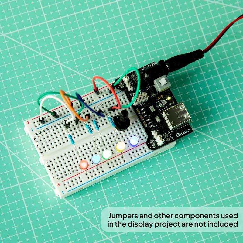 ELEGOO 3PCS 400 tie-Points breadboard, 4 Power Rails for Arduino