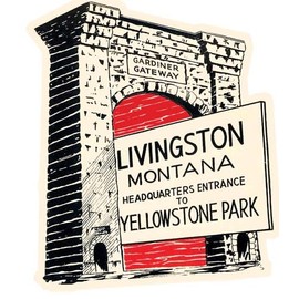 Livingston MT Montana Yellowstone National Park Vintage Travel Decal Sticker Souvenir Skateboard Laptop