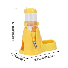 Litewoo Hamster Water Bottle with Food Container Base Hut No Drip Drinking Dispenser for Dwarf Hamster Rats Mouse Gerbil Mice（Yellow 80ML Removable Base）