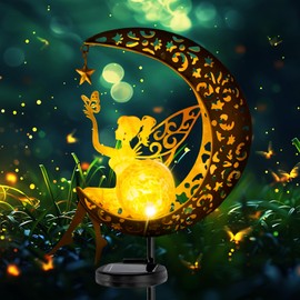 IWTBNOA Moon Solar Lights, Garden Decoration, Patio Decoration, Outdoor Solar Lamp for Outdoors, Metal Moon Solar, Garden Light, Waterproof Path Light, Garden Solar Lights, Decorative Lights for Patio