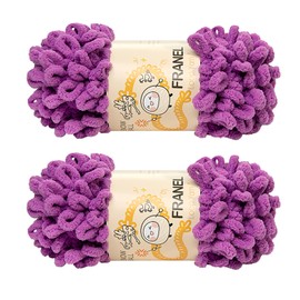 Franel Loop Yarn 100% Polyester Chenille Puffy Yarn, Craft Chunky Finger Knitting loopy yarn Soft and Light Material, Perfect for DIY Hand Woven Knitting Crafts Supplies (13 Purple, 2-Pack)