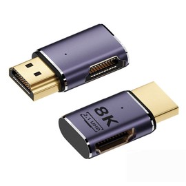 cablecc HDMI Male to HDMI 2.1 Female Flat Right Angled Horizontal 90 Degree UHD Extension Adapter Support 8K 60hz HDTV