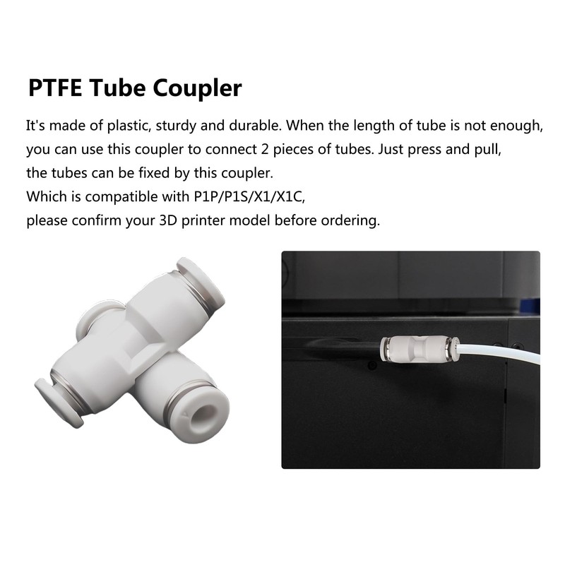 LEOWAY 5M PTFE Teflon Tube 2.5mm ID/4.0mm OD with 2pcs