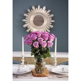 KaBloom PRIME NEXT DAY DELIVERY : Valentine's Day Collection - Bouquet of 18 Purple Roses Gift for Birthday, Sympathy, Anniversary, Get Well, Thank You, Valentine, Mother’s Day Flowers