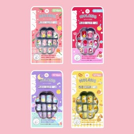 Molang Cutie Nail Tip Set (12pcs) Children's Nail Tips Elementary School Student Nail Tips Children's Nail Art Elementary Nail Art Hand Nails Elementary School Student Nail Art Nail Decoration, 1 Piece, Purple / 몰랑 큐티 네일팁세트 (12pcs)  어린이네일팁 초등학생네일팁 어린이네일아트 초등네일아트 손에붙이는손톱 초등학생네일아트 손톱꾸미기, 1개, 퍼플