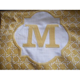 Threshold Monogram Pillow Cover,"M" 18" x 18", Yellow