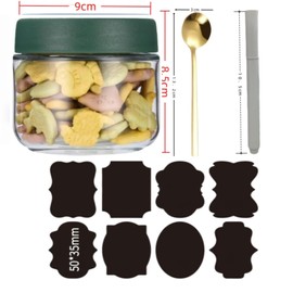 CNKHDZ Overnight Oats Glasses, Green, 300 ml x 4 Pieces, Meal Prep Glasses, Overnight Oatmeal Jars with Lid, Preservation Jars, Mason Jars, Reusable Preserving Jars