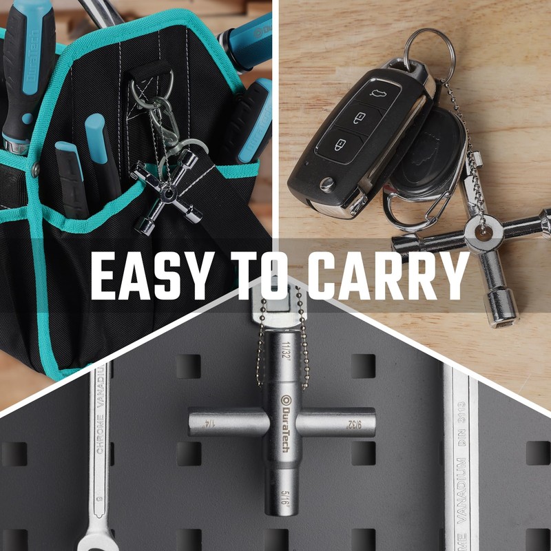 DURATECH 4 Way Sillcock Key Set, Utility Key, Multi-functional Water