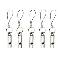 Compal Deca Sound Emergency Whistle, Set of 5, Silver