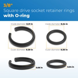 3/8" Impact Retaining Ring Fits 3/8 Impact Friction Ring Clip With O-Ring,Impact Hog Ring Replacement For Type Wrenches, Impact Wrench Tool Parts(4 Sets)