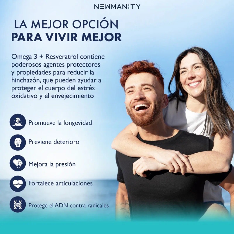 Omega 3 Resveratrol Con Licopeno Newmanity 180 Caps Sin Sabor