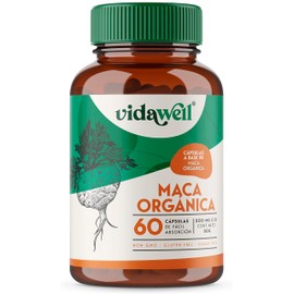 MACA ORGANICA | Vidawell | Cápsulas de 500mg de Fácil Absorción | Ingredientes Naturales de Alta Calidad (60 Cápsulas)