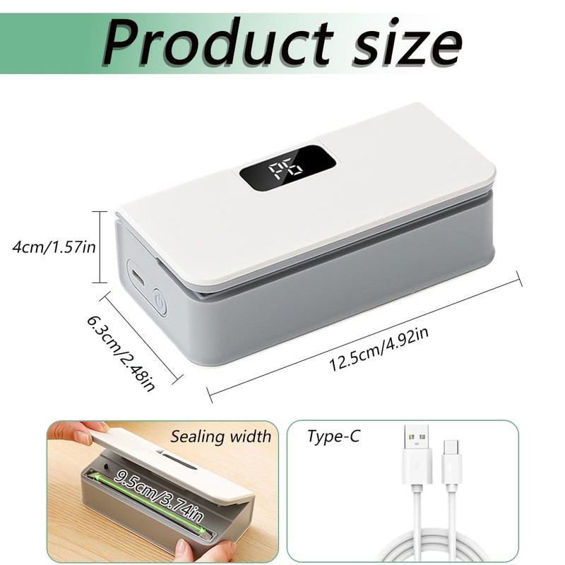 6-Gear Adjustable Mini Bag Sealer, with LED Display, Cutter &
