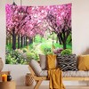CHENGOR Tree Flower Tapestry Forest Path Red Cherry Blossom Wall