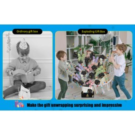 Exploding Gift Box with Confetti and Butterflies, Cash Explosion Box, Surprise Box Suitable for Birthday Anniversary & Christmas, DIY a Surprise for All Ages, Happy Festivals and Parties (Black)