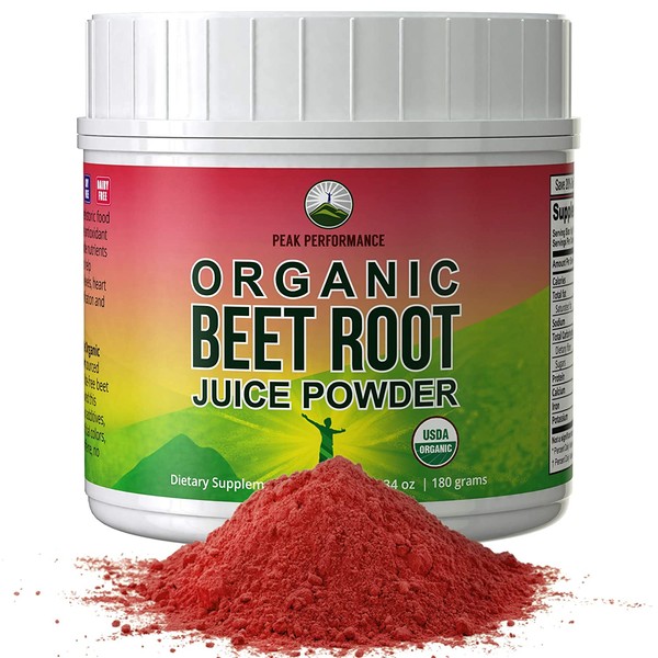 Organic Beet Root Powder - Highest Quality Super Food Beets Juice Powder. 100% Pure Organic Nitric Oxide Boosting Beetroot Supplement. Keto, Paleo, Vegan Organic Reds Superfood Rich in Polyphenols