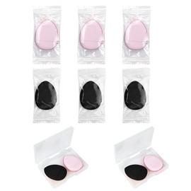 LuckyOpt 6Pcs Mini Makeup Puff, Wet & Dry Drop-Shape Face Powder Puff with Small Case, Refined Mini Finger Puff for Under Eyes, Concealer, Highlight, Shadow, Powder Blusher, Powder (Black+Pink)