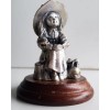 Pewter Girl with Rabbit Figurine