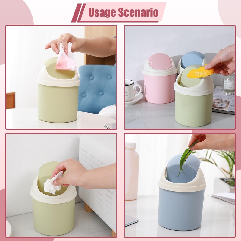 ZGWANSUI 2Pcs Desktop Trash Can with Swing Lid & 120