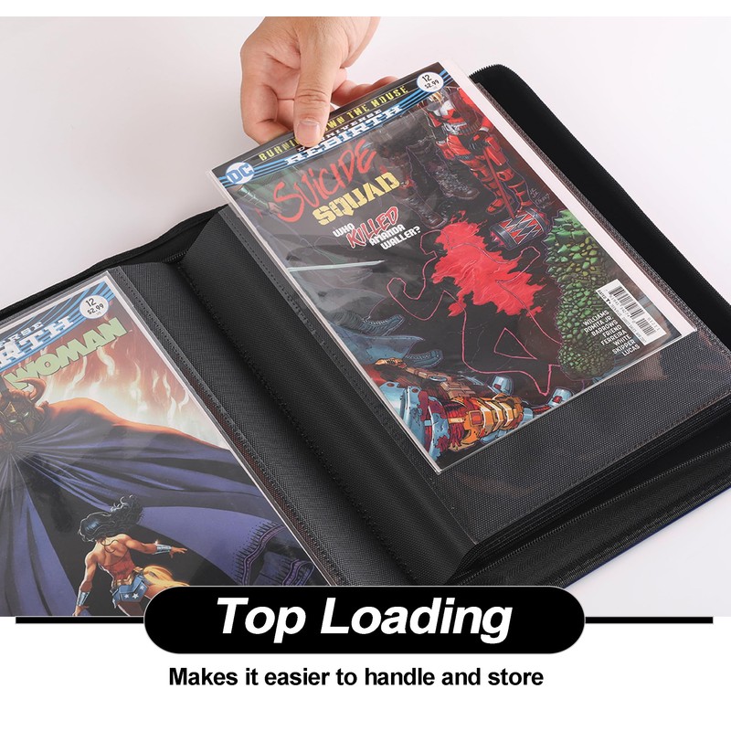 D DACCKIT Comic Binder，Comic Book Album with Sleeves Fits Regular