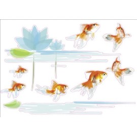 Beauticom Goldfish Artwork Kids Living Bedroom Decor Wall Sticker Decal 15"W X 23"H