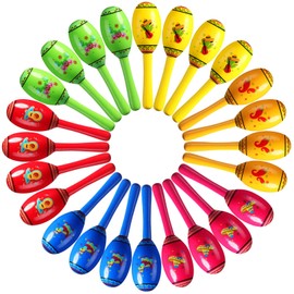 Yunsailing 24 Pcs Mini Wooden Fiesta Maracas 6 Designs Noisemaker for Mexican Fiesta, Mexican Party Supplies, Cinco De Mayo Party Favors, Carnivals, Musical Fun, Birthday Party, Taco Tuesday