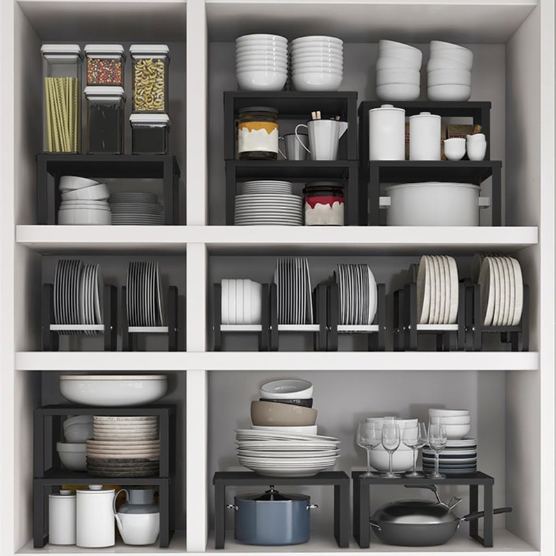 LIYIVNAA Stackable Cabinet Shelf Organizer Counter Storage Spice Rack Metal