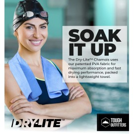 Tough Outdoors Ultra Absorbent Quick Dry Swim Towel, Chamois Towel for Swimmers, Lightweight Sh