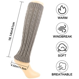 QKURT 2 Pairs of Leg Warmers, Knee High Leg Warmers Brown Legwarmers for Women, Warm Leg Warmers Knitted, Black + grey