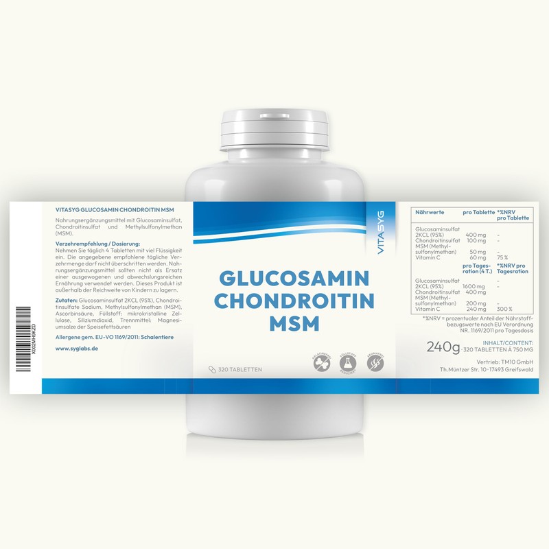 Vitasyg Glucosamine Chondroitin MSM + Vitamin C - 320 Tablets