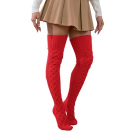 WODECASA Women's Cable Knitted Thigh High Socks Leg Warmers Extra Long Warm Over Knee High Winter Stockings
