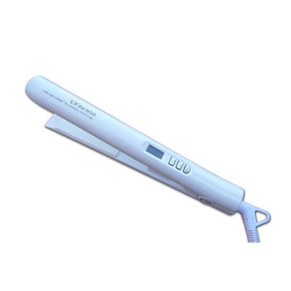 U9 1 Inch LCD Digital Wet to Dry 450F Ionic Tourmaline Ceramic Dual Voltage Hair Straightener White Flat Iron