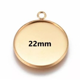 Unbranded 5 pcs. 304 Stainless Steel Golden Circle Round Bezel Pendant Tags Trays – 22mm