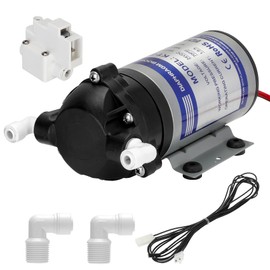 2025 Upgraded Booster Pump Kit, Suitable for Household Reverse Osmosis Water Filtration System Standards or Manifolds up to 200 GPD, Bring a High-Voltage Switch