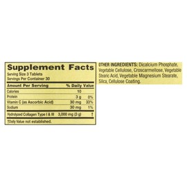 Spring Valley Collagen Type 1 & 3, Plus Vitamin C Dietary Supplement 1,000 mg, 90 Tablets