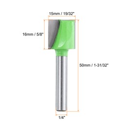 sourcing map 2pcs Bottom Cleaning Router Bits 1/4" Shank Carbide Tipped Spoilboard Surfacing Planing CNC Mortising Bit for Slab Flattening Woodworking, 19/32" (15mm) Dia 5/8" (16mm) Depth