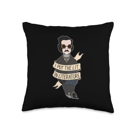 Allan Poe Lit in Literature Raven Sunglasses for a Book Nerd Throw Pillow