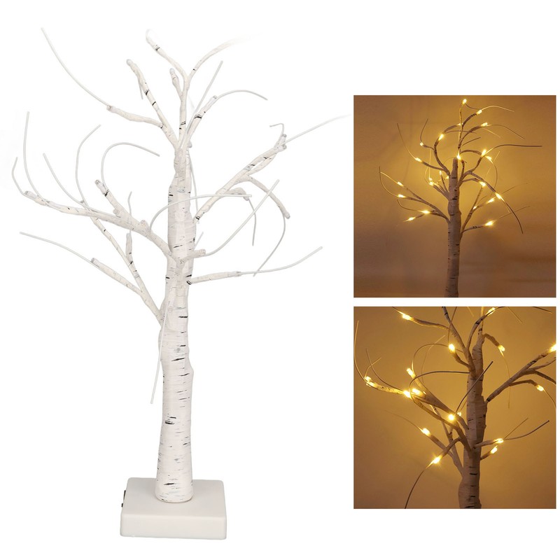 Lighted Birch Tree Adjustable Branches Stable Bottom Birch Tree with