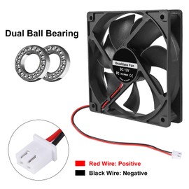 2Pcs DC 12V 12025 Cooling Fan Dual Ball Bearings Brushless 120x120x25mm Exhaust Fan 2Pin for Computer Case Cooling Fan