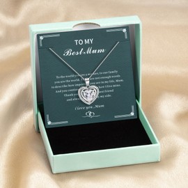 HAISWET Heart Necklace Women 925 Sterling Silver Necklace Pendant for Mother Mom Clear Zircon Cubic Zirconia