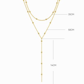 Gold Necklaces for Women,Trendy Layered Necklaces,Dainty Long Gold-necklace,Y-Shaped Pendant-necklace Layered Beaded Chain Drop,Simple Beaded Chain,for Women Girls Valentine's Day Mother's Day