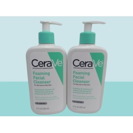 CERAVE FOAMING FACIAL CLEANSER FOR NORMAL TO OILY SKIN 12 OZ NWOB LOT OF 2