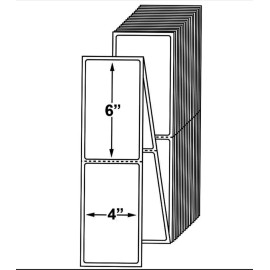 UPS 6000 Blank 4 x 6 Direct Thermal Fanfold Peel & Stick UPS Shipping Labels Bulk - 100