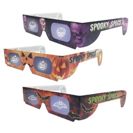 Spooky Specs Set - Bat, Pumpkin & Skull Hologram Lenses in Paper Frames - Holospex Holographic 3D Glasses