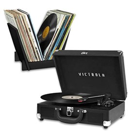Victrola Journey+ Bluetooth Suitcase Record Player with Matching Record Stand